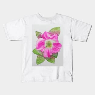 Pink wild rose watercolour painting Kids T-Shirt